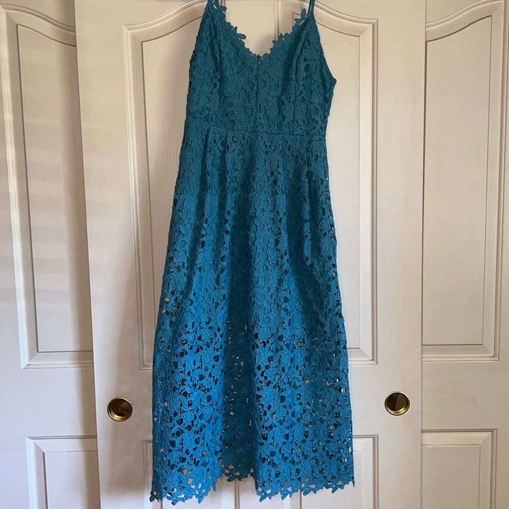 ASTR the label, size large, teal blue midi dress